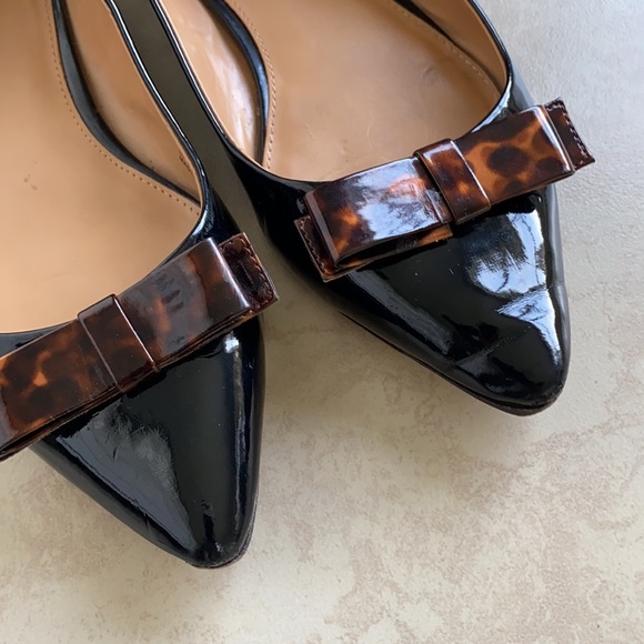 J.Crew Amelia Leather Black Tortoise Flats Bow - Picture 6 of 10